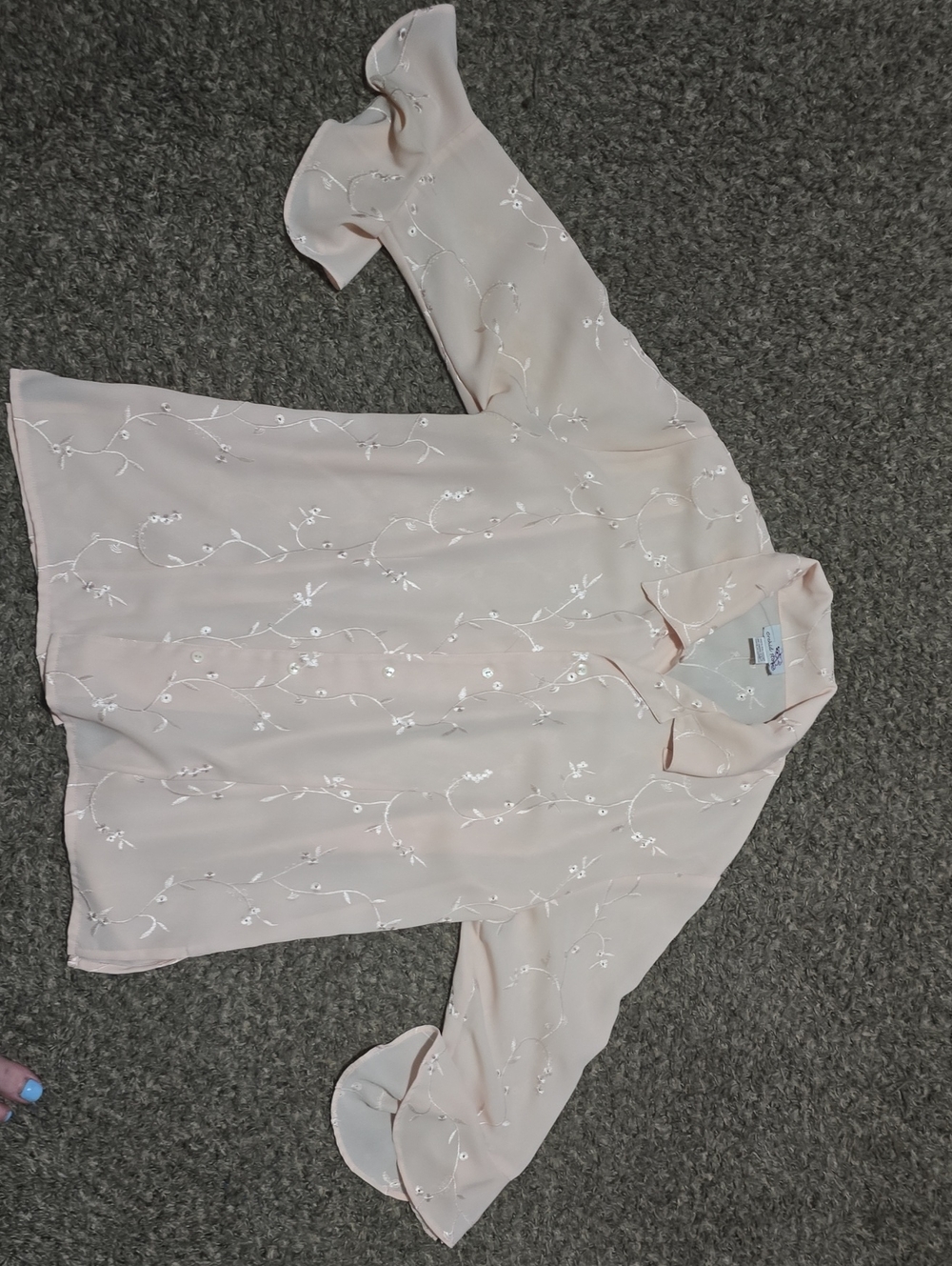 Vintage ORCHID ROS Light Pink Embroidered Women's Blouse - Elegant Button up Top